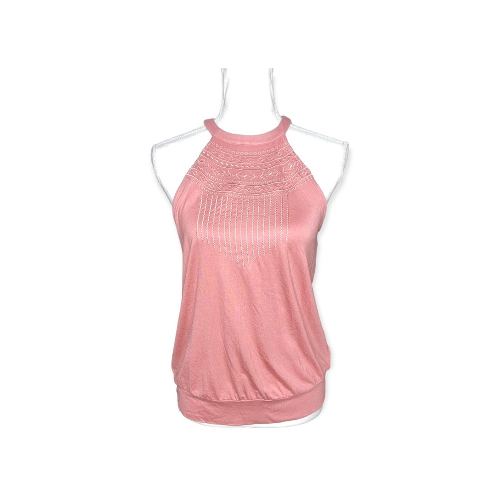 CABLE GAUGE Mauve Tank it’s Aztec Embroidery M NWOT - Picture 2 of 12